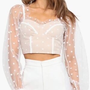 Hello Molly Malibu Sunset Top Bustier Corset Lace Cropped Polka Dot SZ M